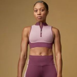 NEW ATHLETA ALLYSON FELIX A-C LEGEND ZIP FRONT CROP TOP L